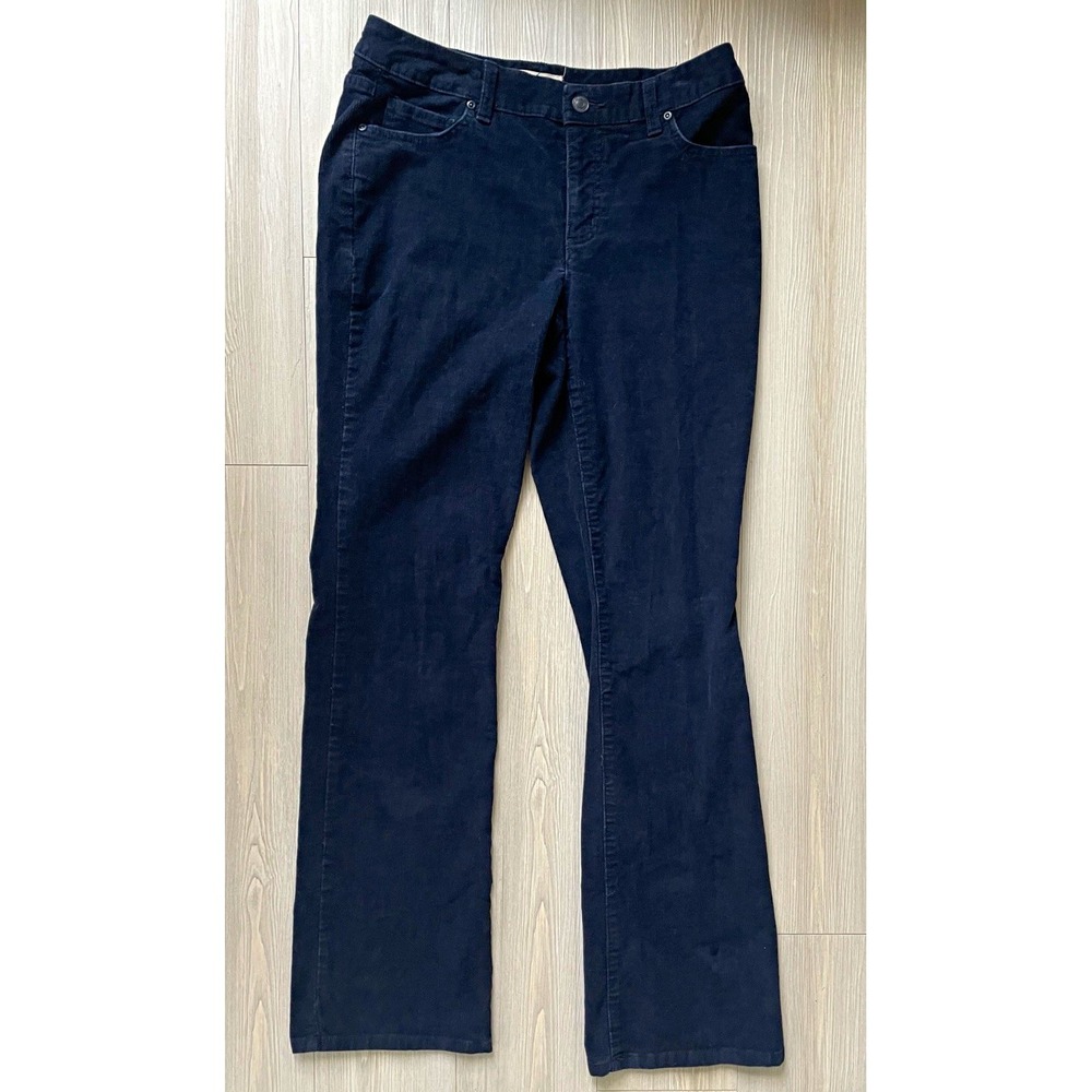 St. John's Bay Women's Straight Fit Bootcut Corduroy Jeans Dark Blue Sz 8 90s